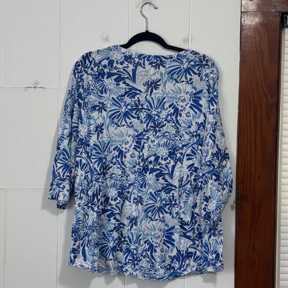 Joie Blue Floral Women's Blouse Size 3X - Picture 4 of 4